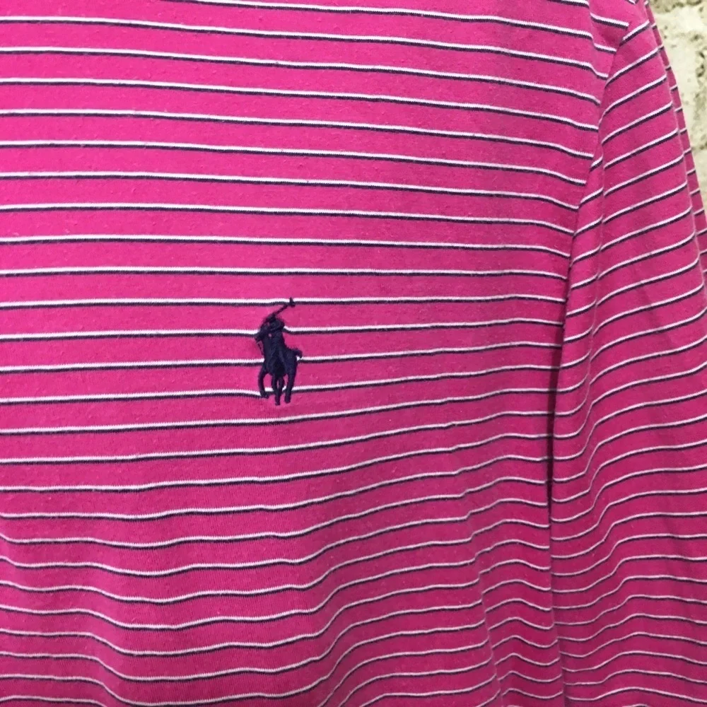 Ralph Lauren Pink Blue Striped Polo Shirt